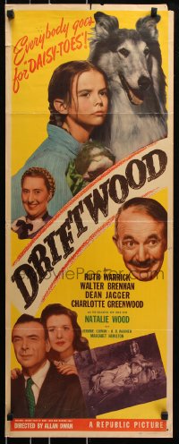 7w738 DRIFTWOOD insert 1947 great image of delightful new child star Natalie Wood, ultra-rare!