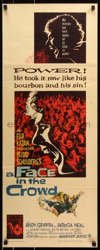7w748 FACE IN THE CROWD insert 1957 Elia Kazan, Andy Griffith liked bourbon & sin, Hofmann art!