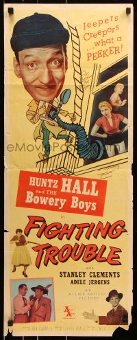 7w757 FIGHTING TROUBLE insert 1956 Huntz Hall & the Bowery Boys, jeepers creepers what a peeker!