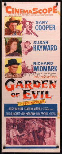 7w765 GARDEN OF EVIL insert 1954 cool images of Gary Cooper, sexy Susan Hayward, & Richard Widmark!