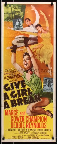 7w771 GIVE A GIRL A BREAK insert 1953 Marge & Gower Champion dancing, art of Debbie Reynolds!