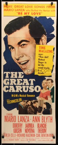 7w778 GREAT CARUSO insert 1951 huge close up headshot of Mario Lanza & with pretty Ann Blyth!