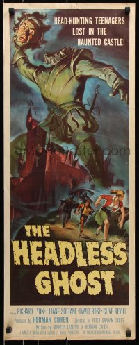 7w788 HEADLESS GHOST insert 1959 head-hunting teenagers lost in the haunted castle, cool art by Brown!