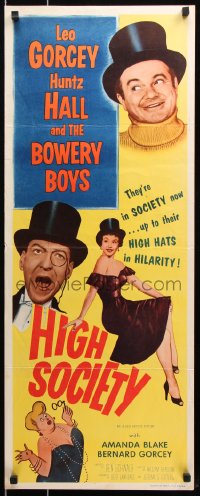 7w792 HIGH SOCIETY insert 1955 William Beaudine, Leo Gorcey, Huntz Hall & The Bowery Boys!