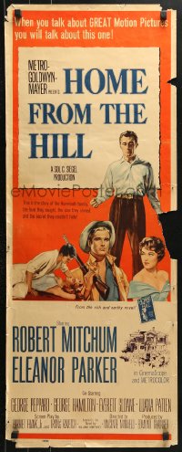 7w796 HOME FROM THE HILL insert 1960 art of Robert Mitchum, Eleanor Parker & George Peppard!