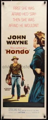 7w797 HONDO 3D insert 1953 John Wayne was a stranger to all but the surly dog at his side!