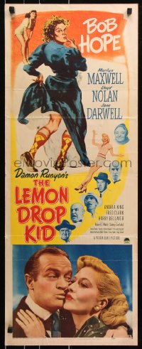 7w831 LEMON DROP KID insert 1951 wacky artwork of Bob Hope in drag, Marilyn Maxwell!