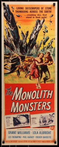 7w855 MONOLITH MONSTERS insert 1957 classic Reynold Brown sci-fi art of living skyscrapers!