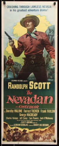 7w869 NEVADAN insert 1950 Randolph Scott crashing through lawless Nevada in his greatest adventure!