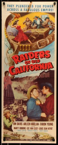 7w905 RAIDERS OF OLD CALIFORNIA insert 1957 Jim Davis, Marty Robbins, Lee Van Cleef!