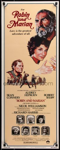 7w913 ROBIN & MARIAN insert 1976 art of Sean Connery & Audrey Hepburn by Drew Struzan!