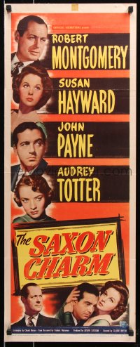 7w920 SAXON CHARM insert 1948 Robert Montgomery, sexy Susan Hayward, John Payne & Audrey Totter!