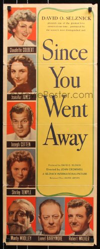 7w932 SINCE YOU WENT AWAY insert 1944 Claudette Colbert, Jennifer Jones, Shirley Temple, Barrymore