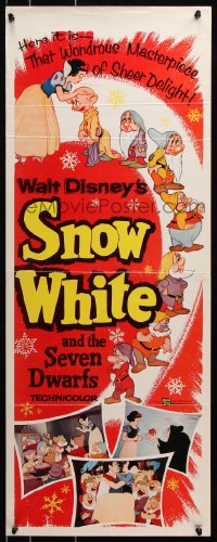 7w934 SNOW WHITE & THE SEVEN DWARFS insert R1958 Walt Disney animated cartoon fantasy classic!