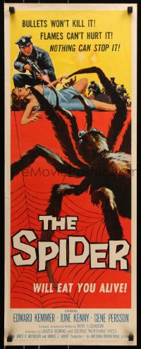 7w940 SPIDER insert 1958 Bert I. Gordon horror, it MUST eat YOU to live, horror art!