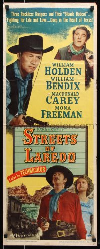 7w946 STREETS OF LAREDO insert 1949 William Holden, William Bendix, Macdonald Carey, Mona Freeman
