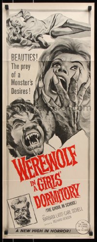 7w985 WEREWOLF IN A GIRLS' DORMITORY insert 1963 beauties are the prey of a monster's desires!