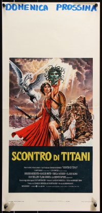 7w563 CLASH OF THE TITANS Italian locandina 1981 Ray Harryhausen, fantasy art by B. Napoli!