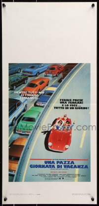 7w577 FERRIS BUELLER'S DAY OFF Italian locandina 1987 best art of Broderick & friends in Ferrari!