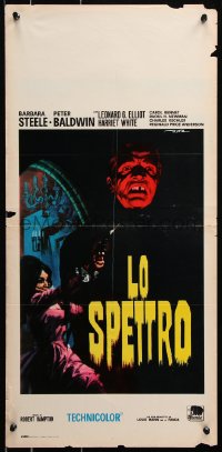 7w583 GHOST Italian locandina R1970 art of scared Barbara Steele firing gun by Enrico De Seta!