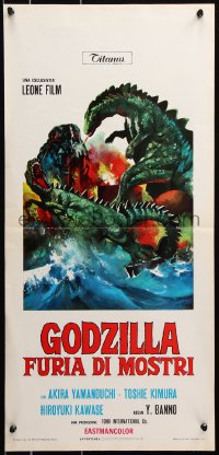 7w586 GODZILLA VS. THE SMOG MONSTER Italian locandina 1972 Gojira tai Hedora, Toho Japanese sci-fi!