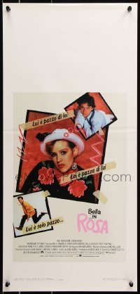 7w623 PRETTY IN PINK Italian locandina 1986 great portrait of Molly Ringwald, Andrew McCarthy & Jon Cryer!