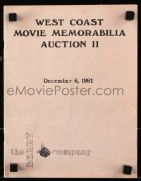 7x042 WEST COAST MOVIE MEMORABILIA AUCTION II 12/06/81 auction catalog 1981 The Berry Company!