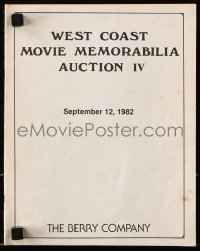7x043 WEST COAST MOVIE MEMORABILIA AUCTION IV 09/12/82 auction catalog 1982 The Berry Company!