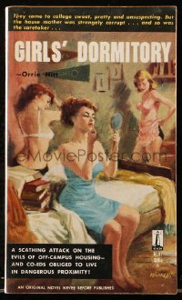 7x098 GIRLS' DORMITORY paperback book 1958 obliged to love in dangerous proximity, Micarelli art!