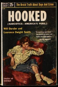 7x100 HOOKED paperback book 1953 art of teen smoking marijuana, brutal truth about dope & crime!