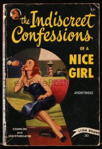 7x104 INDISCREET CONFESSIONS OF A NICE GIRL Lion edition paperback book 1950 sexy Michel art!