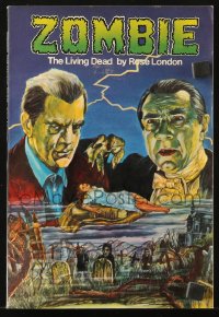 7x242 ZOMBIE: THE LIVING DEAD softcover book 1976 cool sci-fi and horror images and poster art!