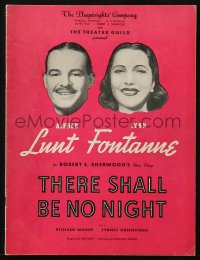7x466 THERE SHALL BE NO NIGHT stage play souvenir program book 1940 Lunt & Fontanne, Robert Sherwood!