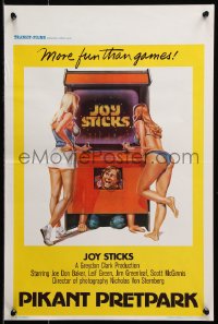 7y331 JOY STICKS Belgian 1983 Joe Don Baker, art of sexy girls at arcade by C.W. Taylor!
