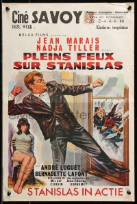 7y334 KILLER SPY Belgian 1965 Pleins feux sur Stanislas, cool art of Jean Marais & bound girl!