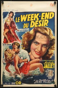 7y344 LE WEEK-END DU DESIR Belgian 1956 Michele Jallet, Claire Brasseur, sexy artwork!