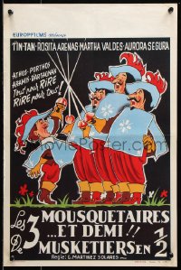 7y378 THREE & A HALF MUSKETEERS Belgian 1957 cool completely different artwork of wacky Tin-Tan!