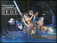 7y088 RETURN OF THE JEDI British quad 1983 Lucas' classic, different art by Kirby including Ewok!