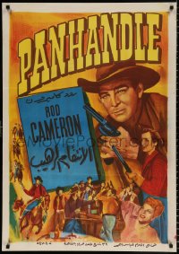 7y139 PANHANDLE Egyptian poster R1960s Texas cowboy Rod Cameron & pretty Cathy Downs!