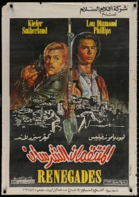 7y143 RENEGADES Egyptian poster 1989 Keifer Sutherland & Lou Diamond Phillips in action!