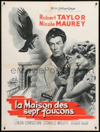 7y825 HOUSE OF THE SEVEN HAWKS French 24x32 1961 treasure hunter Robert Taylor, Nicole Maurey