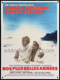 7y893 WAY WE WERE French 24x32 1973 Barbra Streisand & Robert Redford on the beach!