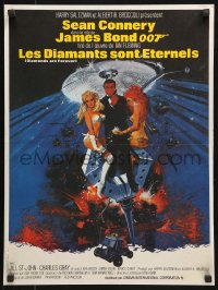 7y926 DIAMONDS ARE FOREVER French 17x22 R1980s Sean Connery as James Bond 007 by Robert McGinnis!
