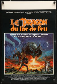 7y929 DRAGONSLAYER French 16x24 1982 cool fantasy artwork of Peter MacNicol w/spear, dragon!