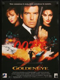 7y937 GOLDENEYE French 16x21 1995 Pierce Brosnan as secret agent James Bond 007, cool montage!