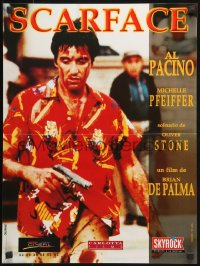 7y960 SCARFACE French 16x21 R1980s bloody Al Pacino as Tony Montana w/gun!