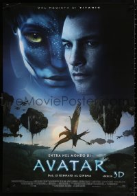7y639 AVATAR advance Italian 1sh 2010 James Cameron, cool image of Sam Worthington & his Avatar!