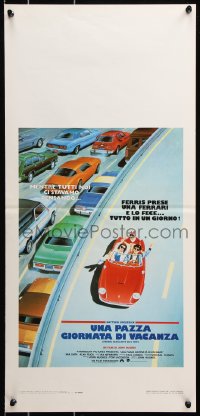 7y681 FERRIS BUELLER'S DAY OFF Italian locandina 1987 best art of Broderick & friends in Ferrari!