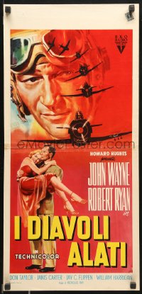 7y685 FLYING LEATHERNECKS Italian locandina 1952 different art of John Wayne, Howard Hughes