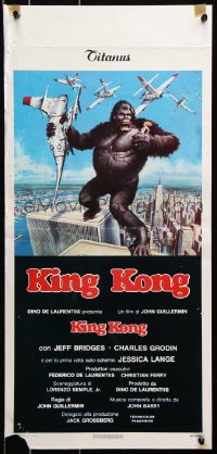 7y698 KING KONG Italian locandina 1976 art of BIG Ape on the Twin Towers holding Jessica Lange!
